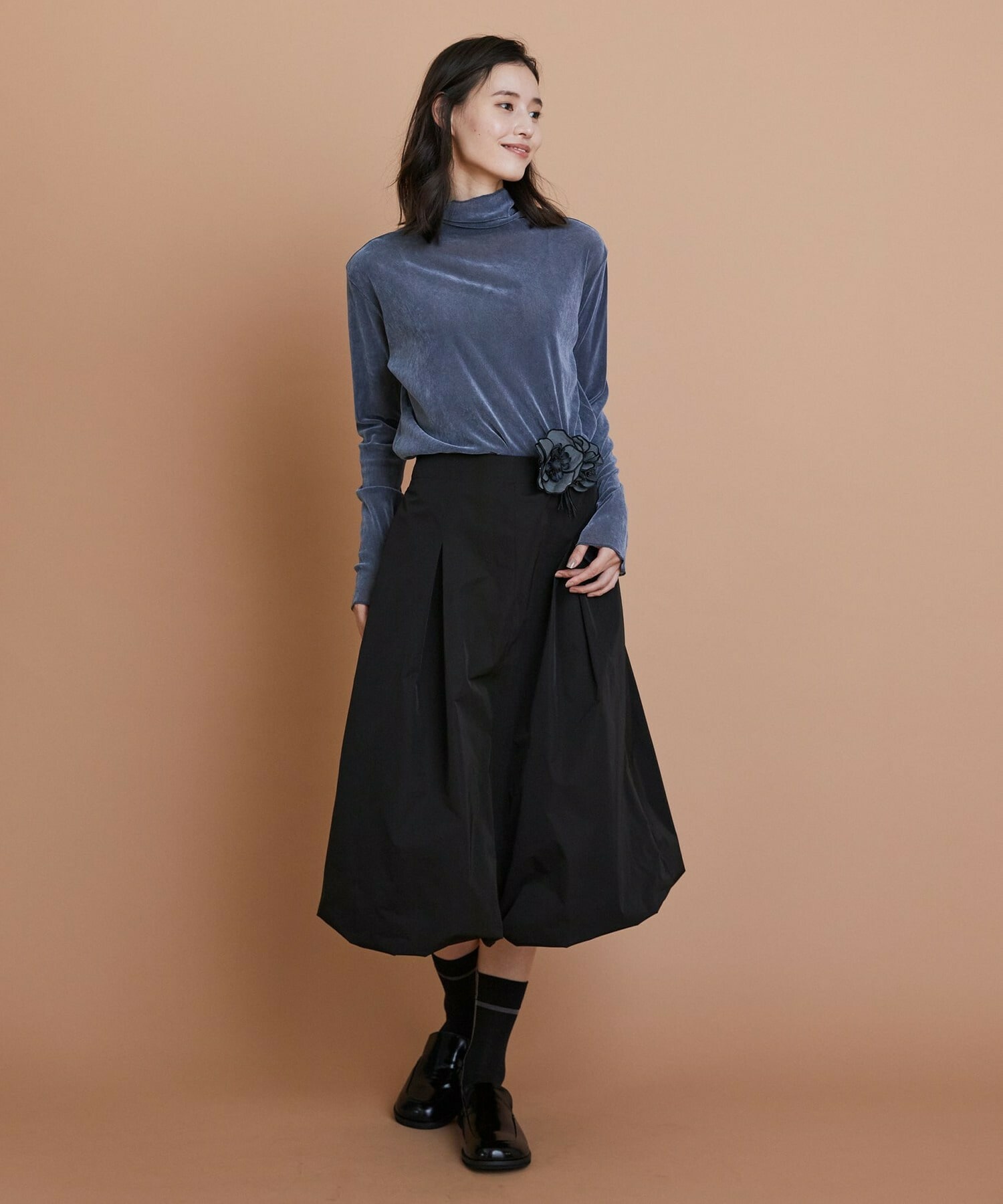 【L'EQUIPE】［eclat 2025年11月号掲載商品］ソフトメモリータフタバルーンスカート 詳細画像 ブラック 12