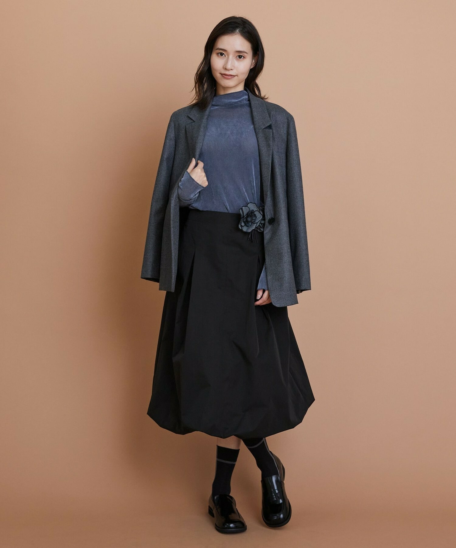 【L'EQUIPE】［eclat 2025年11月号掲載商品］ソフトメモリータフタバルーンスカート 詳細画像 ブラック 15