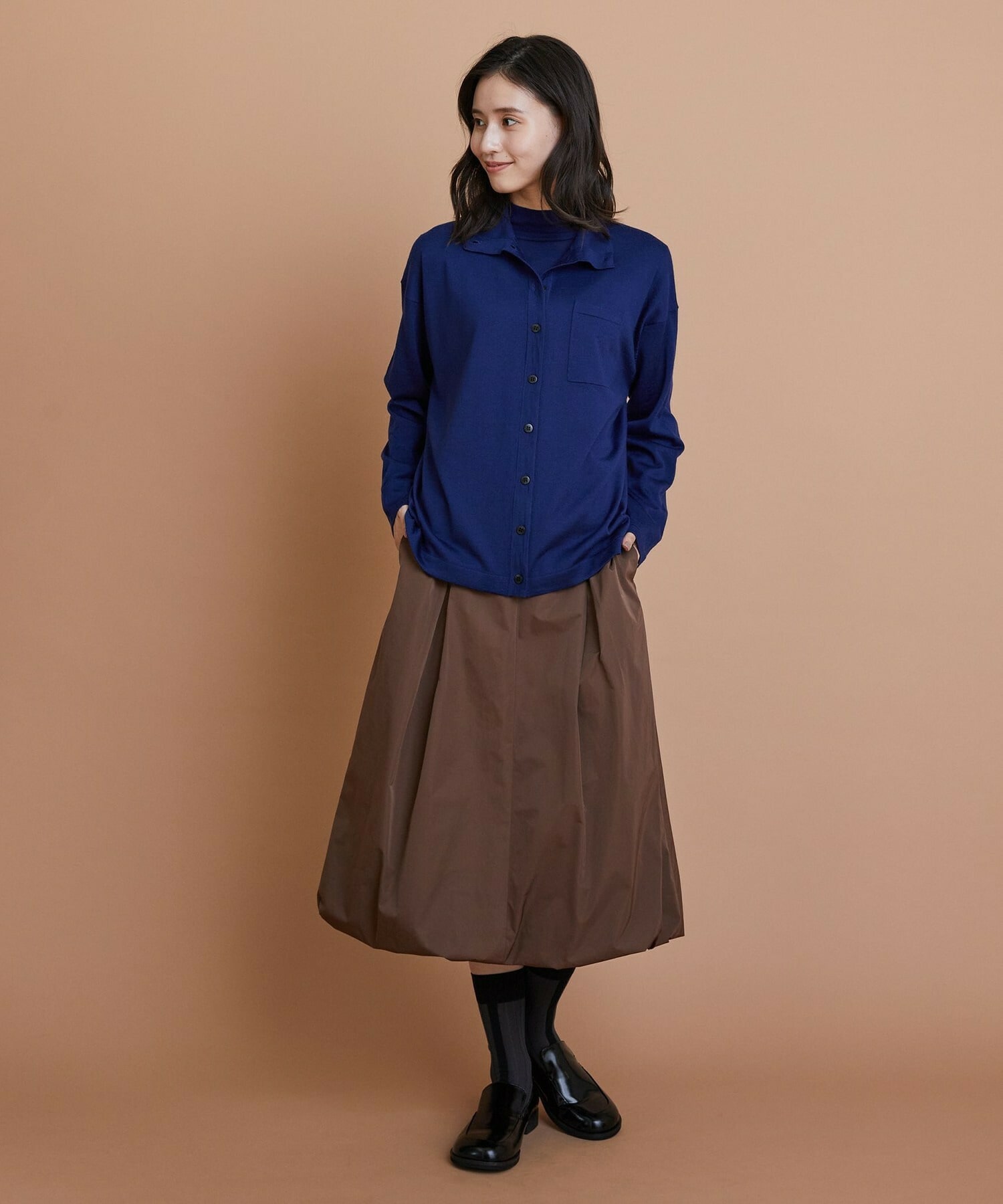 【L'EQUIPE】［eclat 2025年11月号掲載商品］ソフトメモリータフタバルーンスカート 詳細画像 ブラック 5