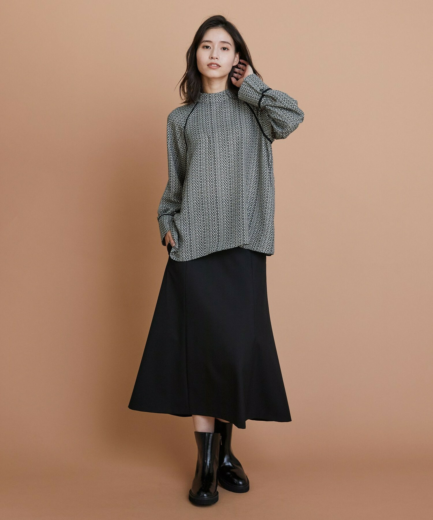 【L'EQUIPE】2wayストレッチクロススカート 詳細画像 ブラック 1