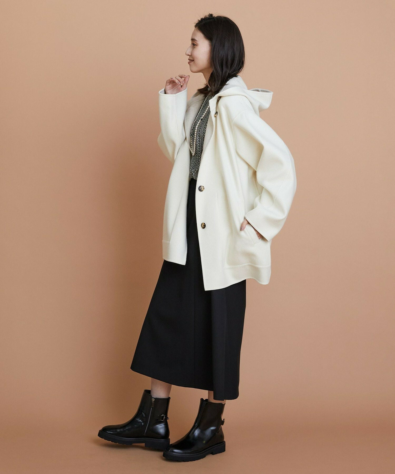 【L'EQUIPE】2wayストレッチクロススカート 詳細画像 ブラック 10