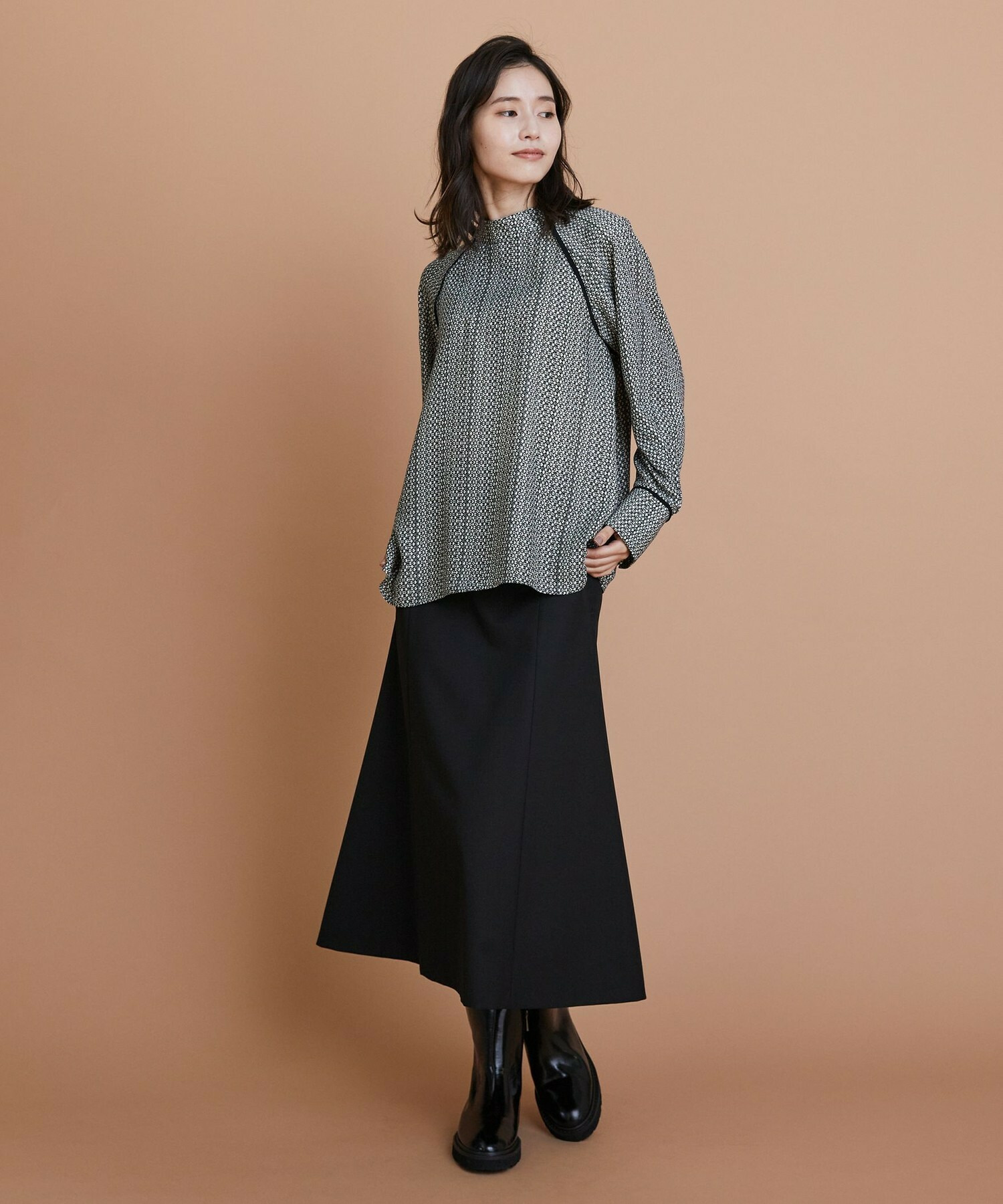 【L'EQUIPE】2wayストレッチクロススカート 詳細画像 ブラック 2