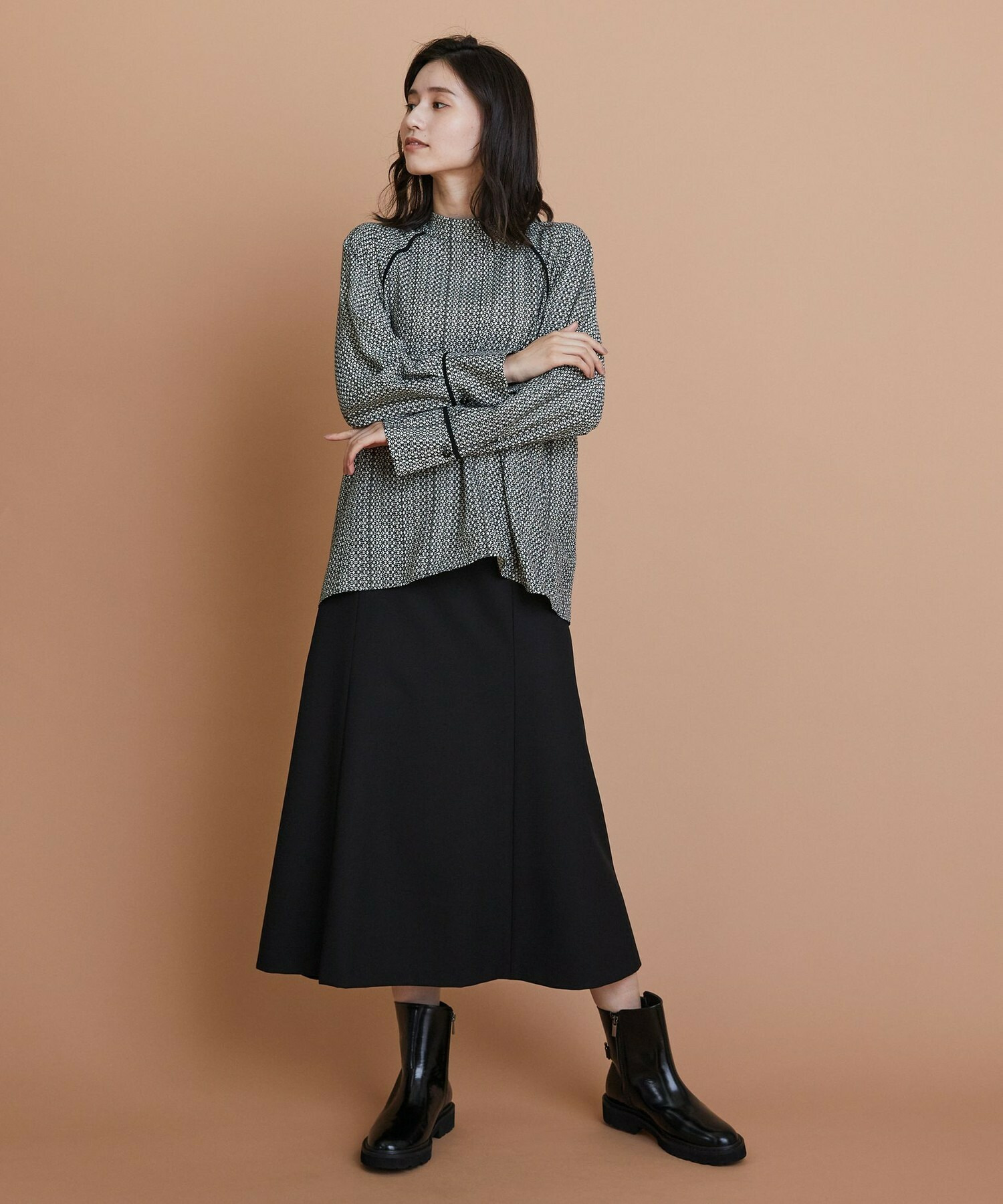 【L'EQUIPE】2wayストレッチクロススカート 詳細画像 ブラック 3