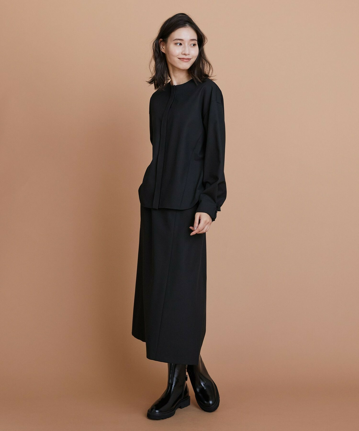 【L'EQUIPE】2wayストレッチクロススカート 詳細画像 ブラック 6