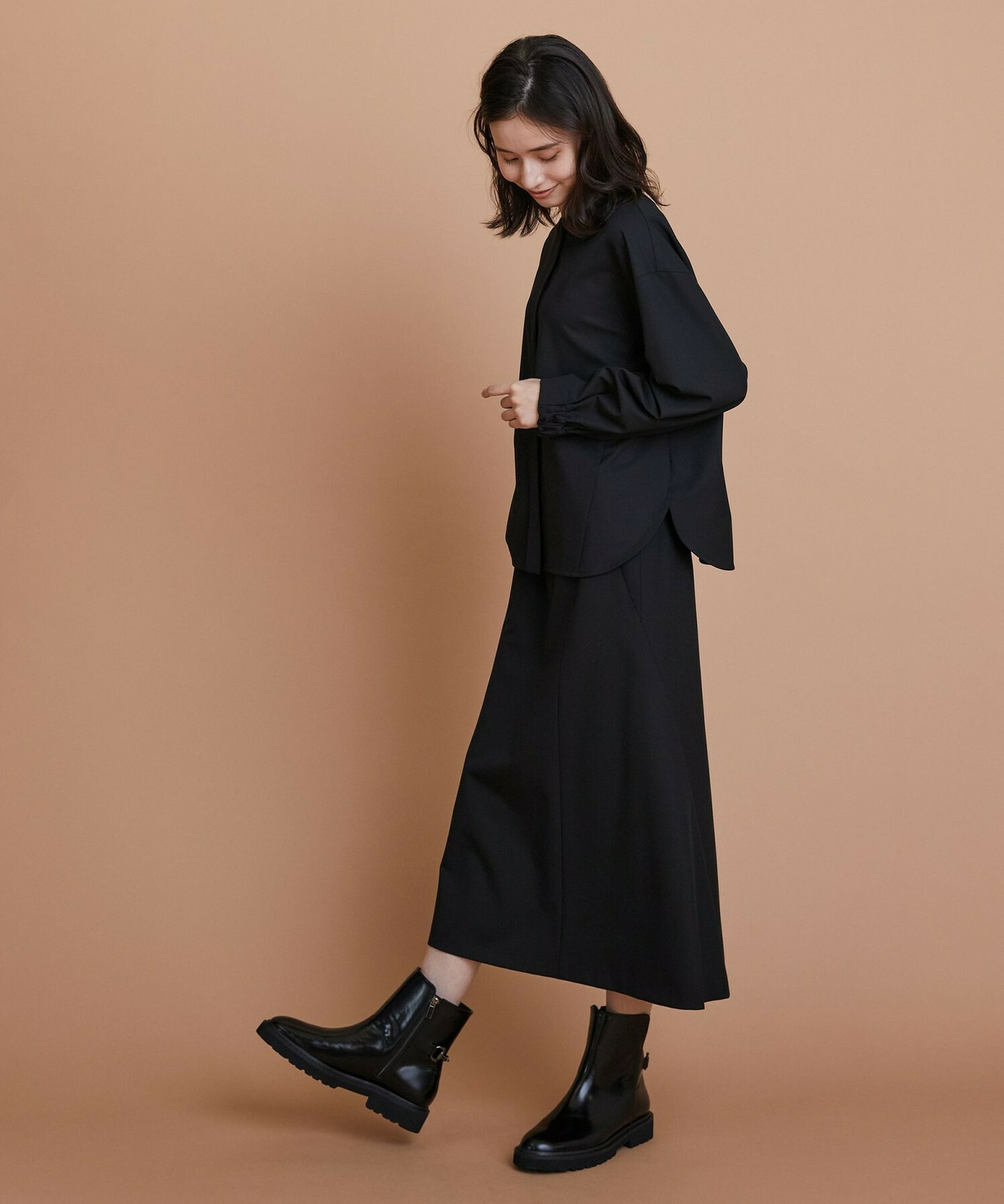 【L'EQUIPE】2wayストレッチクロススカート 詳細画像 ブラック 7