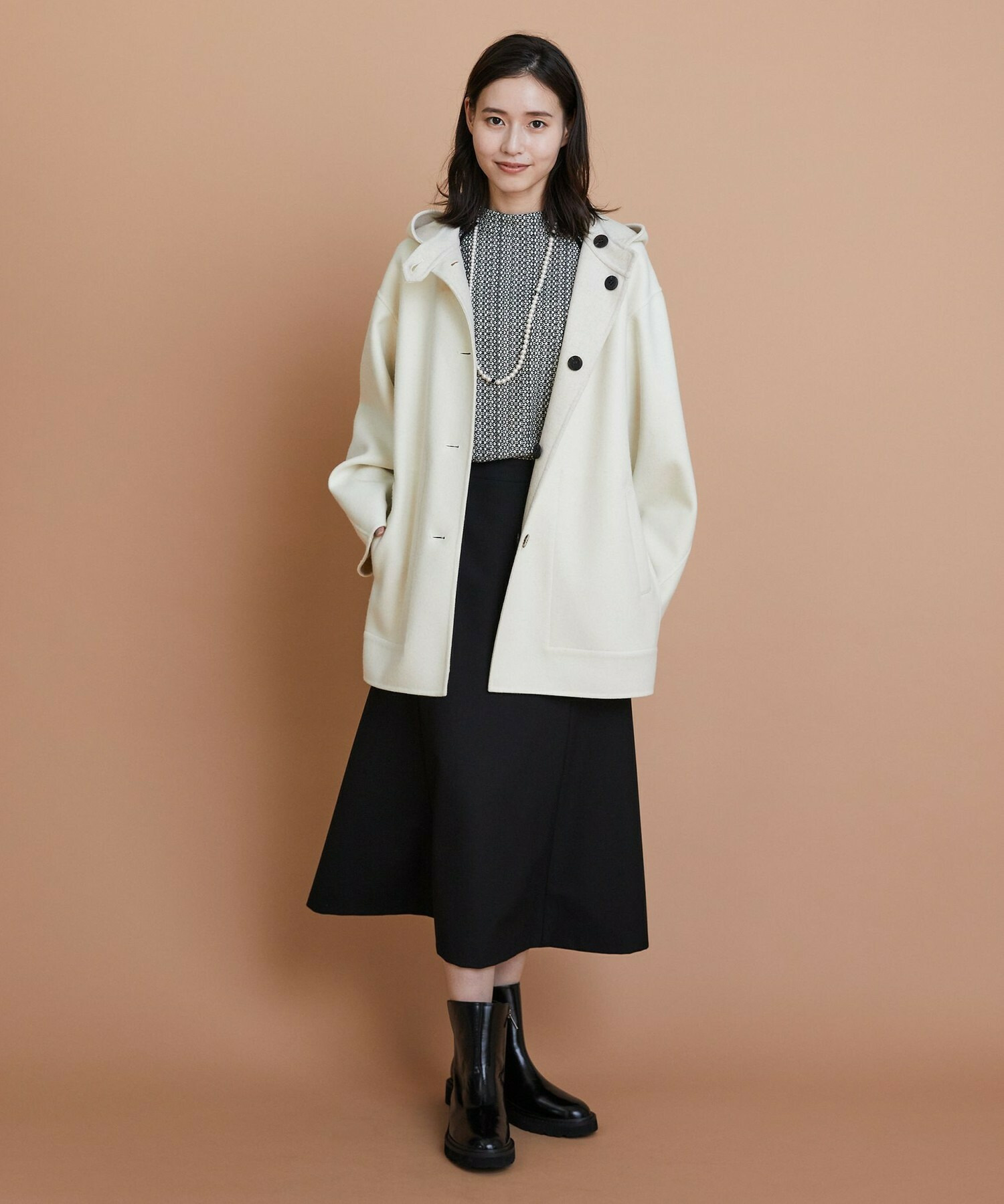 【L'EQUIPE】2wayストレッチクロススカート 詳細画像 ブラック 8