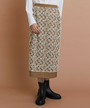 【L'EQUIPE】フラワーチュール刺繍スカート 詳細画像 ベージュ系その他 1