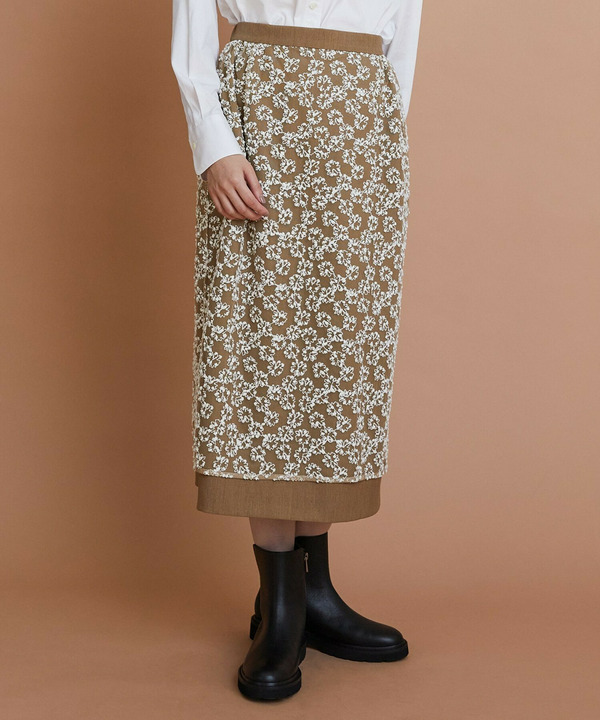 【L'EQUIPE】フラワーチュール刺繍スカート