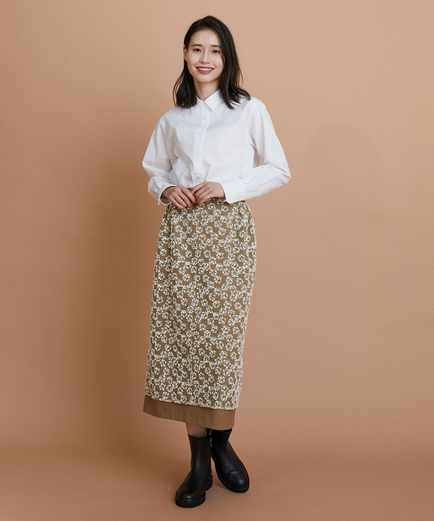 【L'EQUIPE】フラワーチュール刺繍スカート 詳細画像 ブラック系その他 1