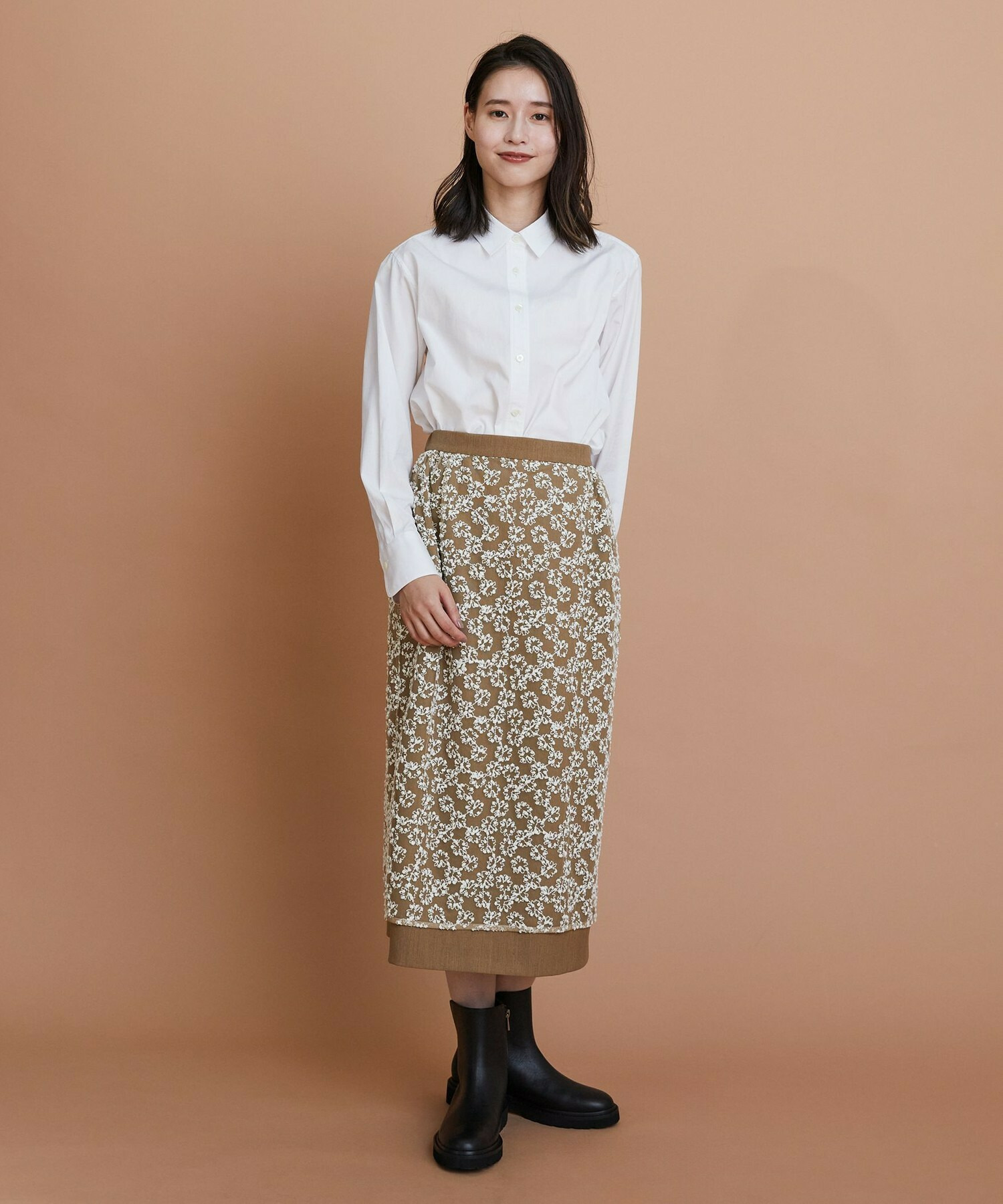 【L'EQUIPE】フラワーチュール刺繍スカート 詳細画像 ブラック系その他 2