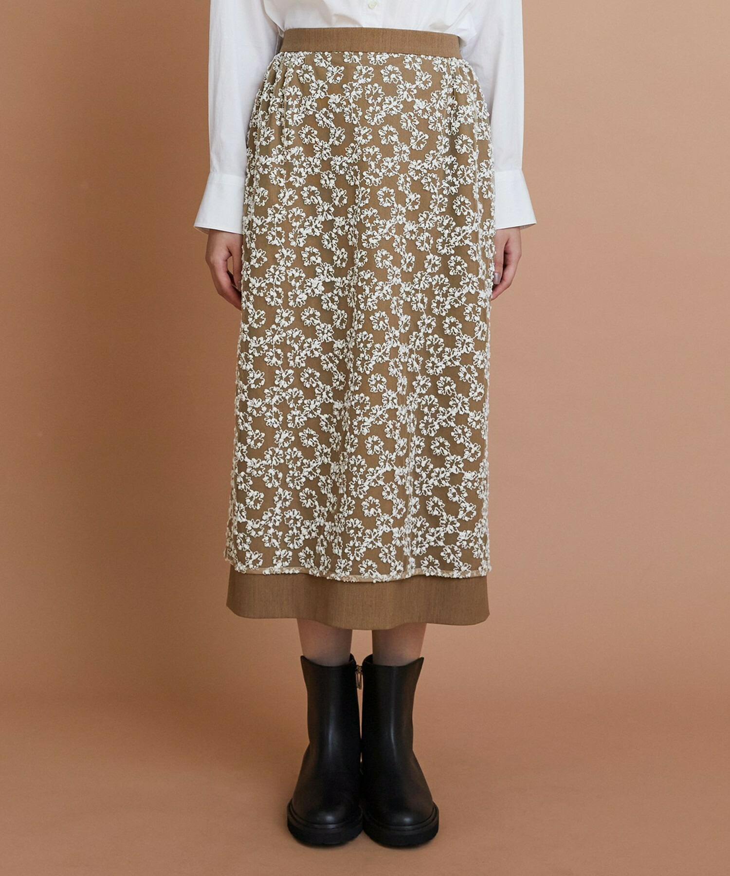 【L'EQUIPE】フラワーチュール刺繍スカート 詳細画像 ブラック系その他 7