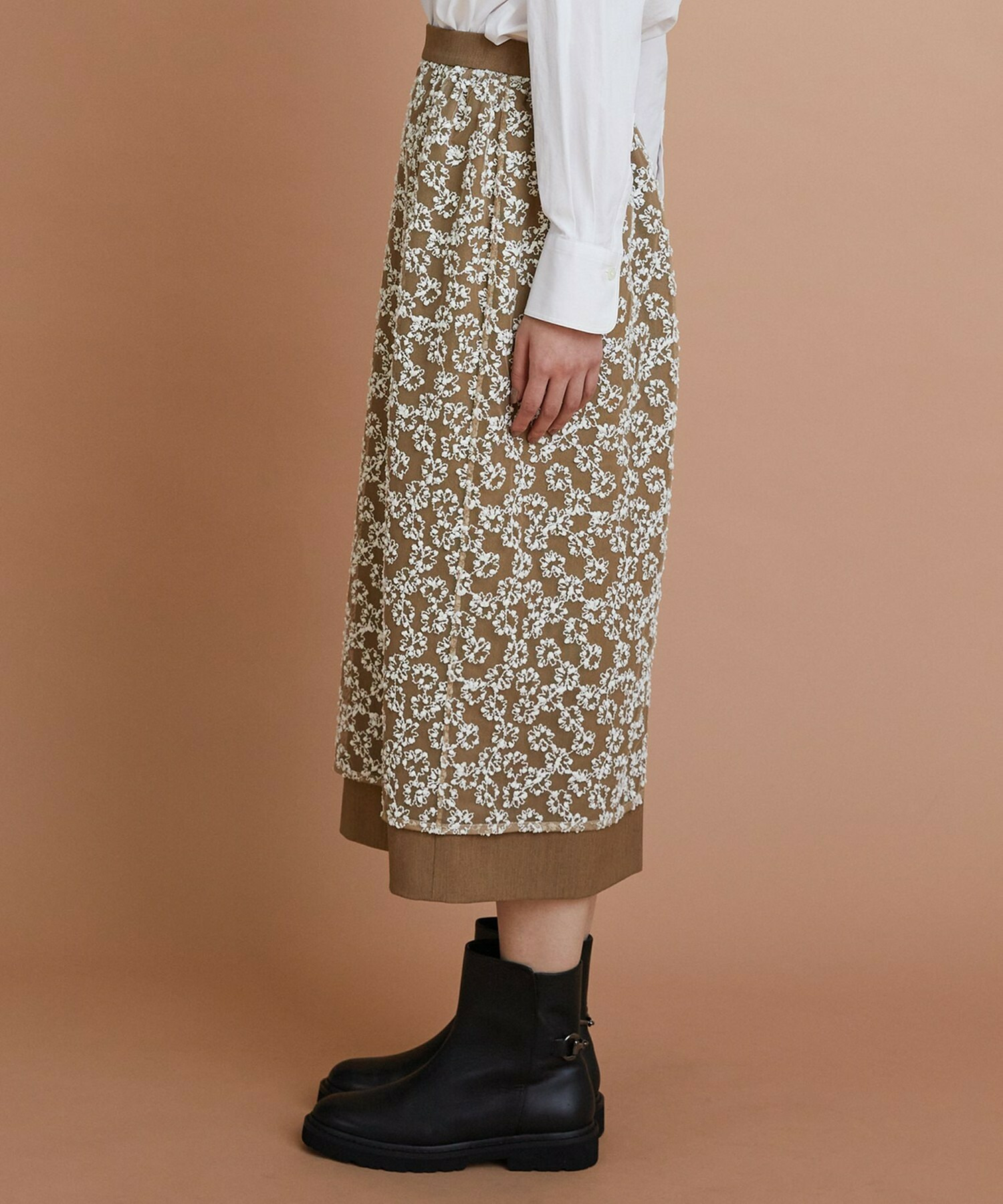 【L'EQUIPE】フラワーチュール刺繍スカート 詳細画像 ブラック系その他 8