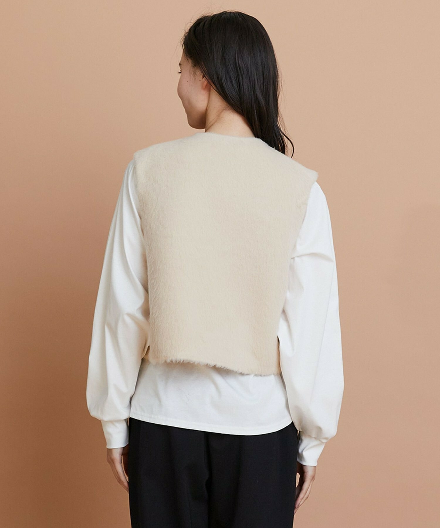 【GREEN】シャギージャージショートジレ 詳細画像 ベージュ 11