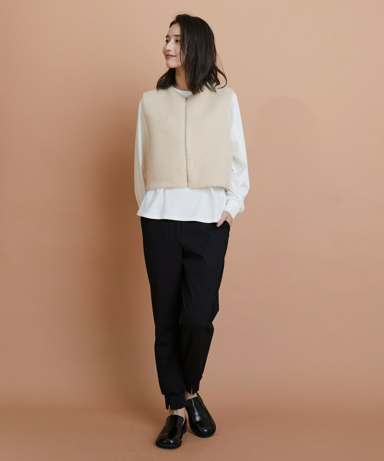 【GREEN】シャギージャージショートジレ 詳細画像 ベージュ 3