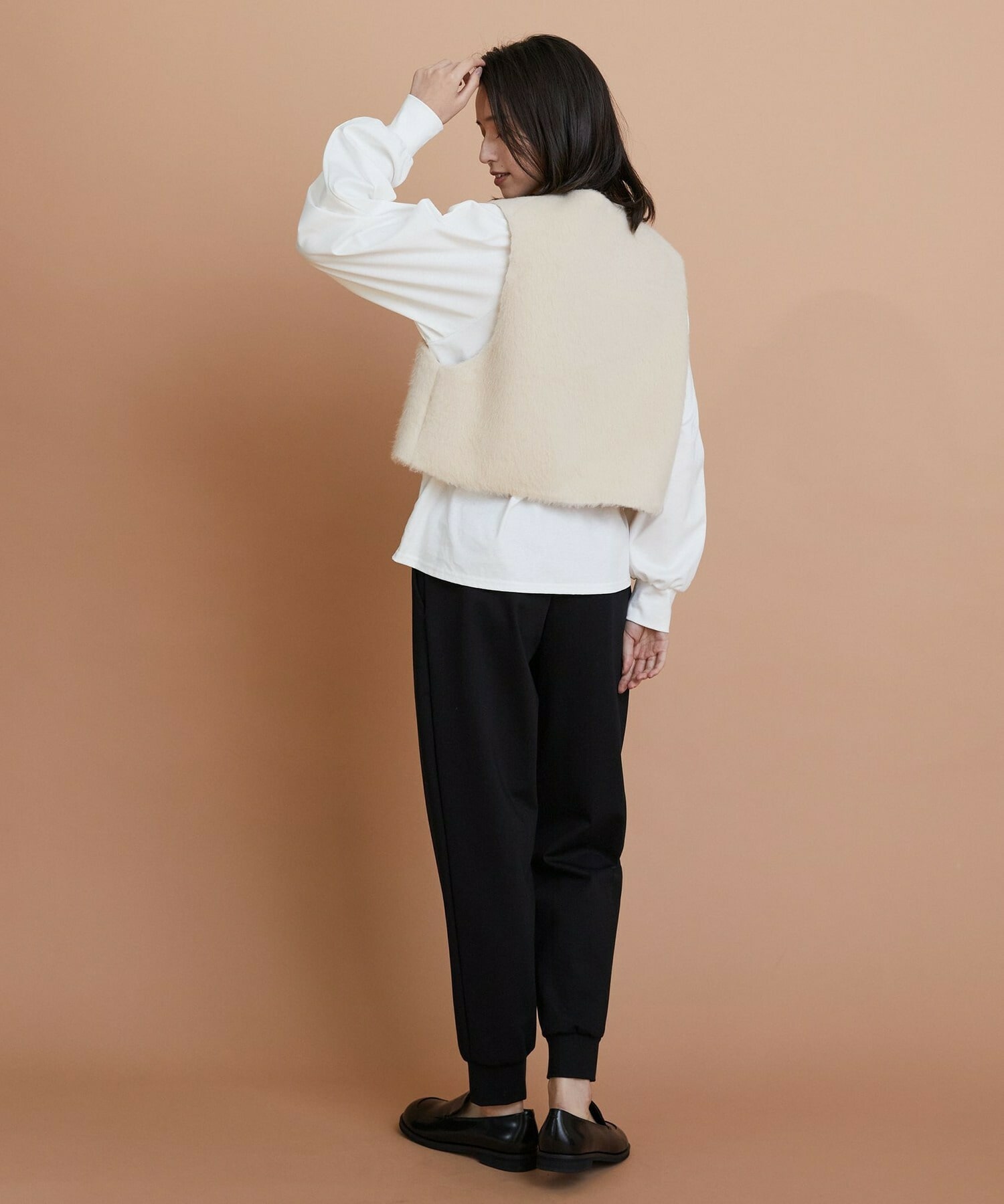 【GREEN】シャギージャージショートジレ 詳細画像 ベージュ 5