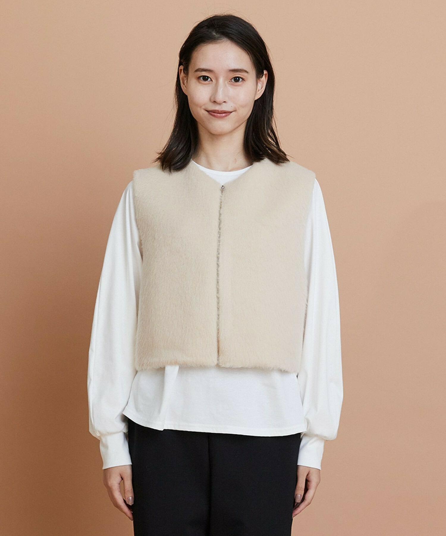 【GREEN】シャギージャージショートジレ 詳細画像 ベージュ 9