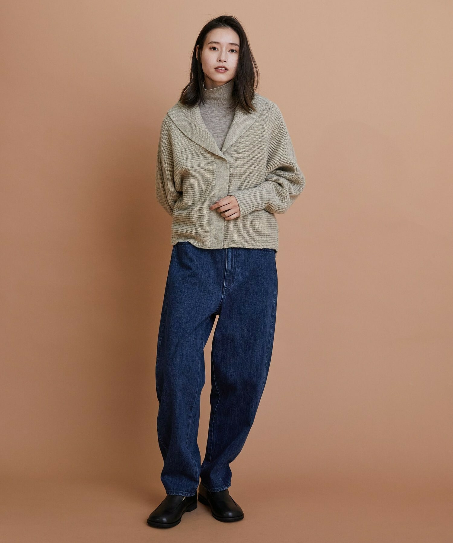 【GREEN】ナチュラルカラーウールハーフジャケット 詳細画像 ブラウン 2