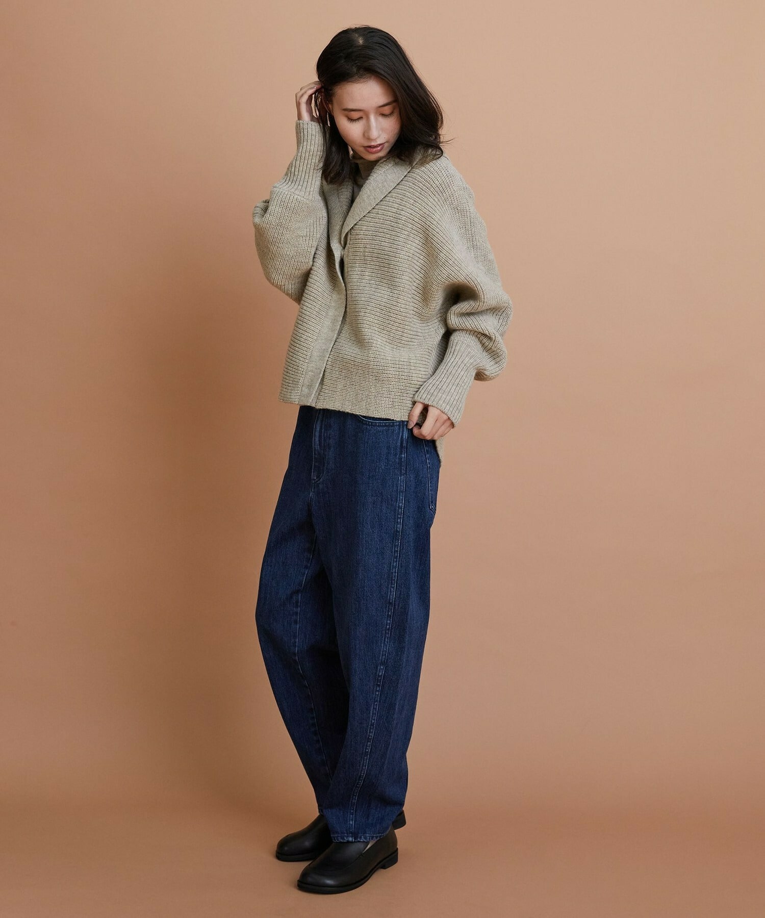 【GREEN】ナチュラルカラーウールハーフジャケット 詳細画像 ブラウン 3