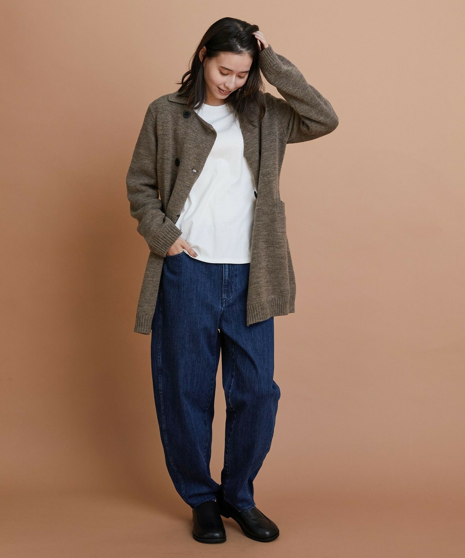 【GREEN】ナチュラルカラーウールニットPコート 詳細画像 ブラウン 10