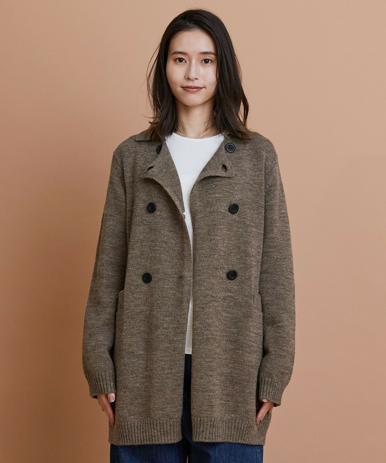 【GREEN】ナチュラルカラーウールニットPコート 詳細画像 ブラウン 15