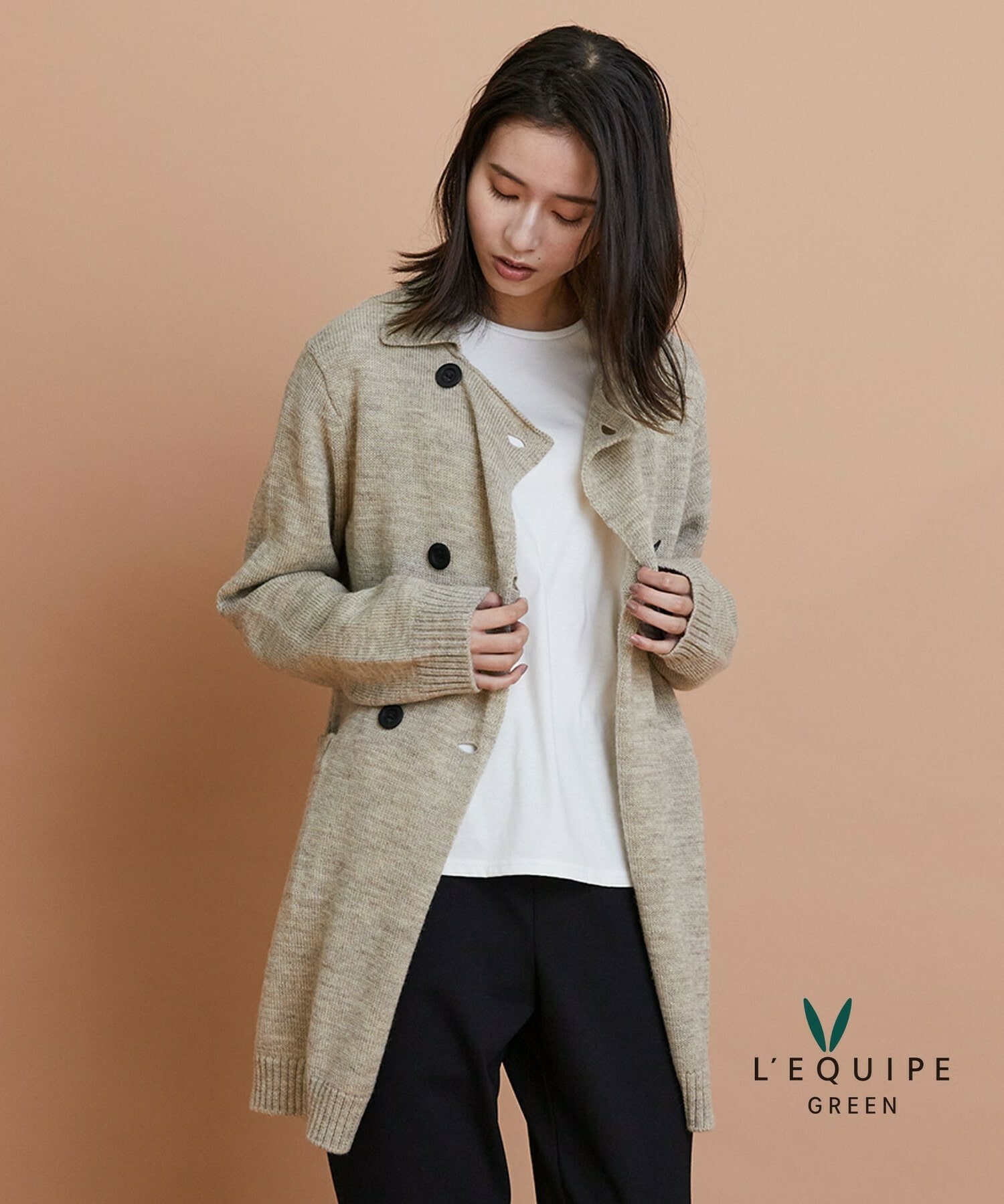 BOGLIOLI ベージュ ウール ピーコート Super120's ウールメルトンピーコート/ベージュ | Factelier