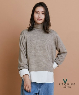 【GREEN】ウール梳毛ハイネックニット 詳細画像 ベージュ 1