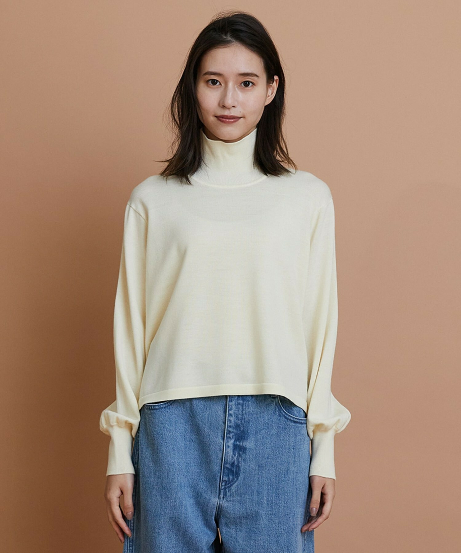 【GREEN】ウール梳毛ハイネックニット 詳細画像 ブラウン 11