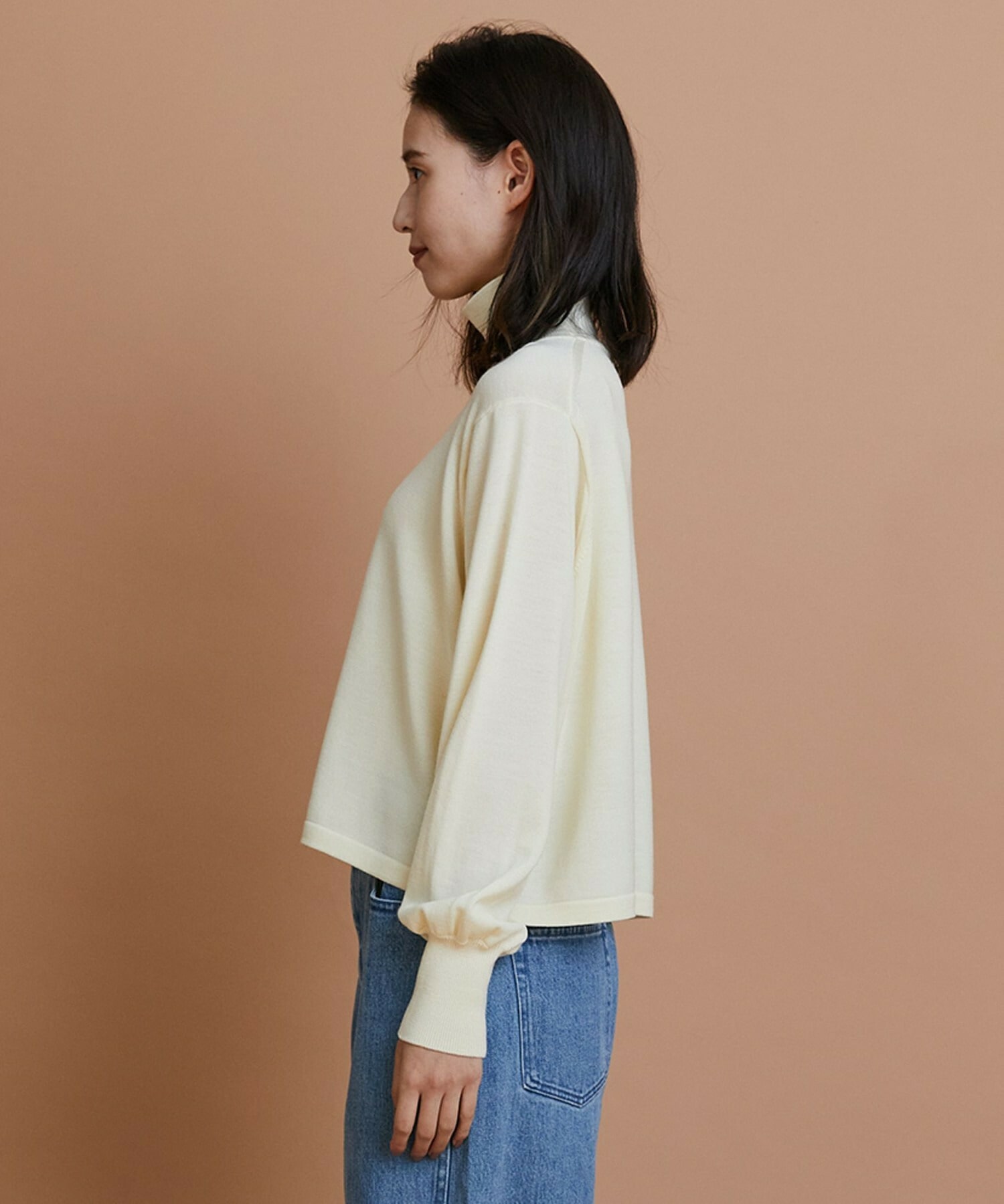 【GREEN】ウール梳毛ハイネックニット 詳細画像 ブラウン 12