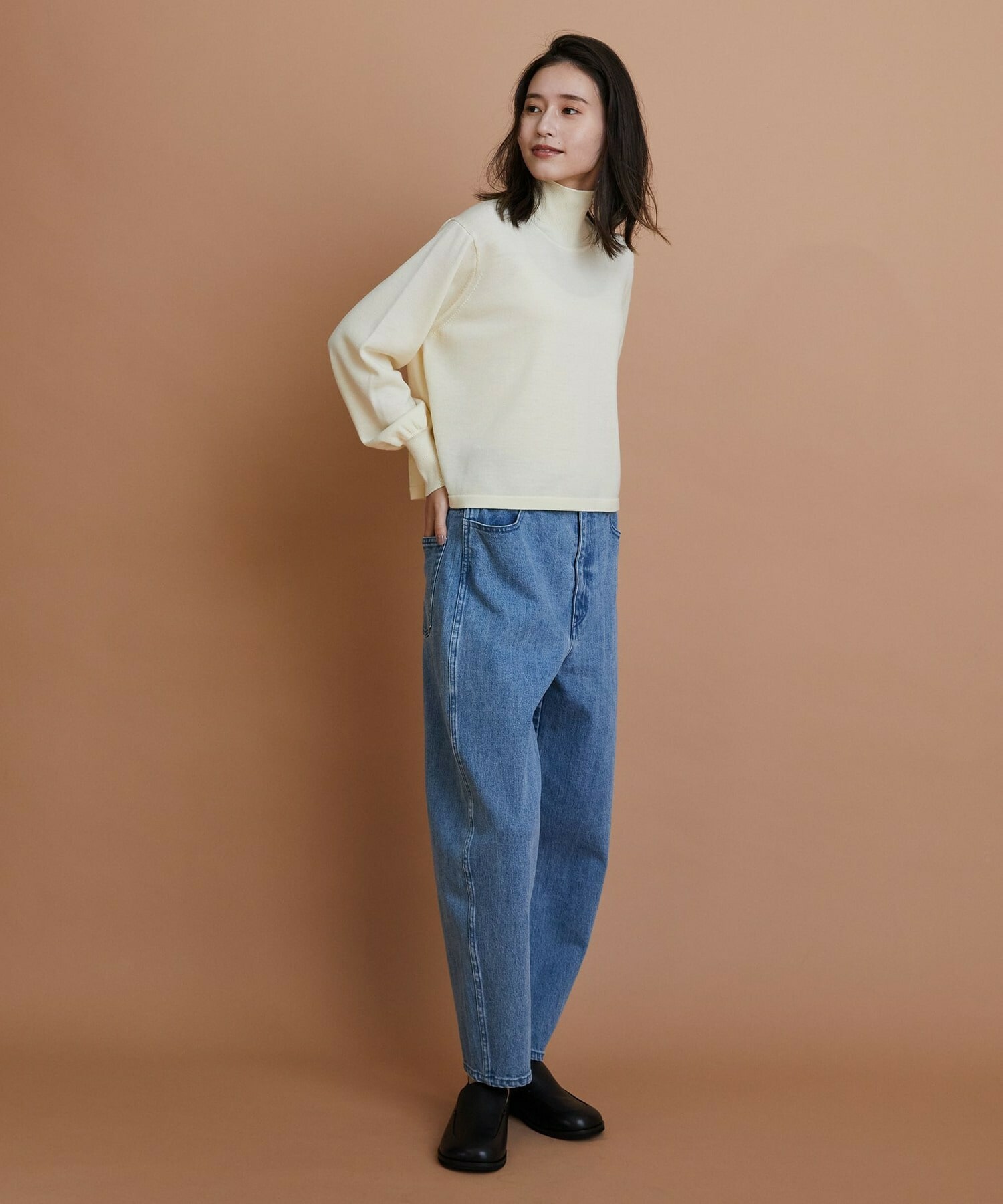 【GREEN】ウール梳毛ハイネックニット 詳細画像 ブラウン 6