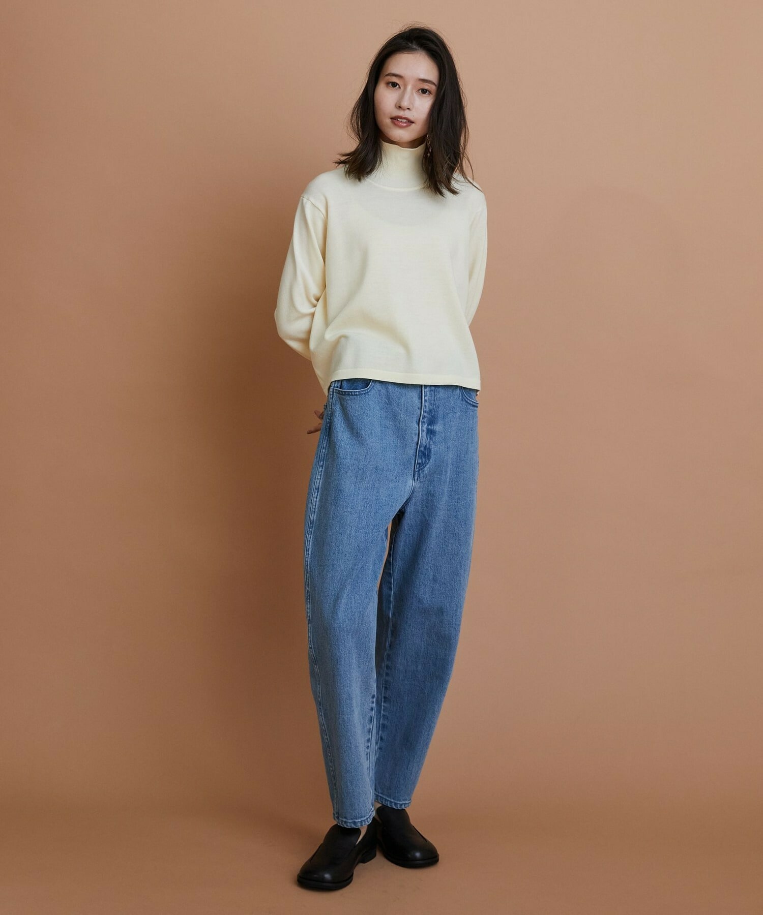 【GREEN】ウール梳毛ハイネックニット 詳細画像 ブラウン 7