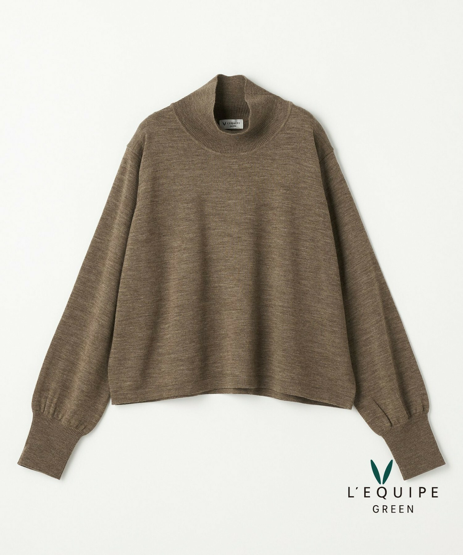 【GREEN】ウール梳毛ハイネックニット 詳細画像 ブラウン 1