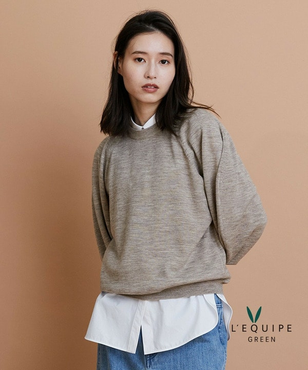 ウール梳毛ボリュームスリーブニット 詳細画像 ベージュ 1