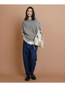 【GREEN】オーガニックコットンウールアルパカMIXニットベスト 詳細画像 ライトグレー 1