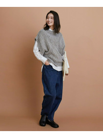 【GREEN】オーガニックコットンウールアルパカMIXニットベスト 詳細画像 ライトグレー 2