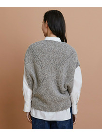 【GREEN】オーガニックコットンウールアルパカMIXニットベスト 詳細画像 ライトグレー 9