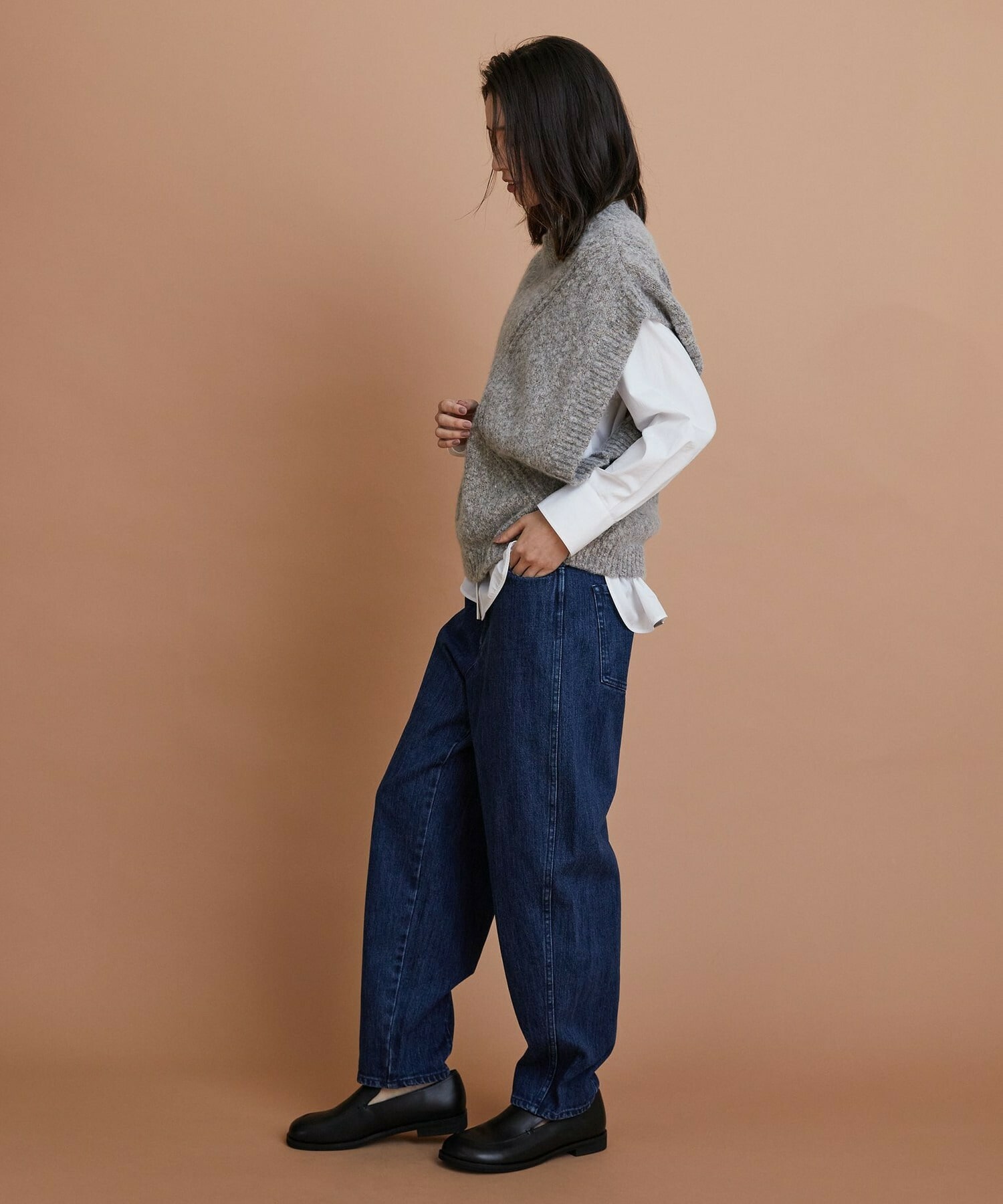 【GREEN】オーガニックコットンウールアルパカMIXニットベスト 詳細画像 ライトグレー 4