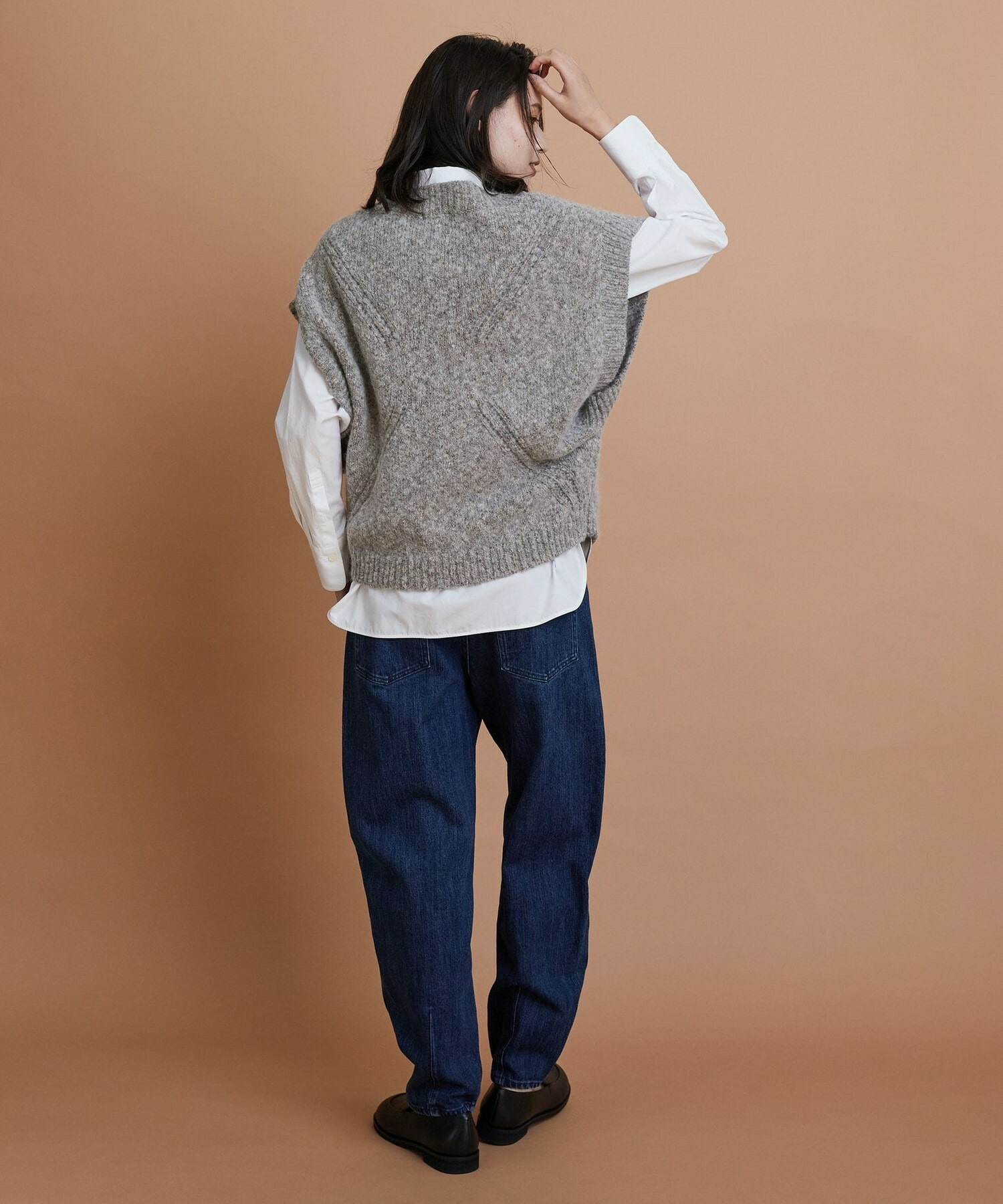 【GREEN】オーガニックコットンウールアルパカMIXニットベスト 詳細画像 ライトグレー 5