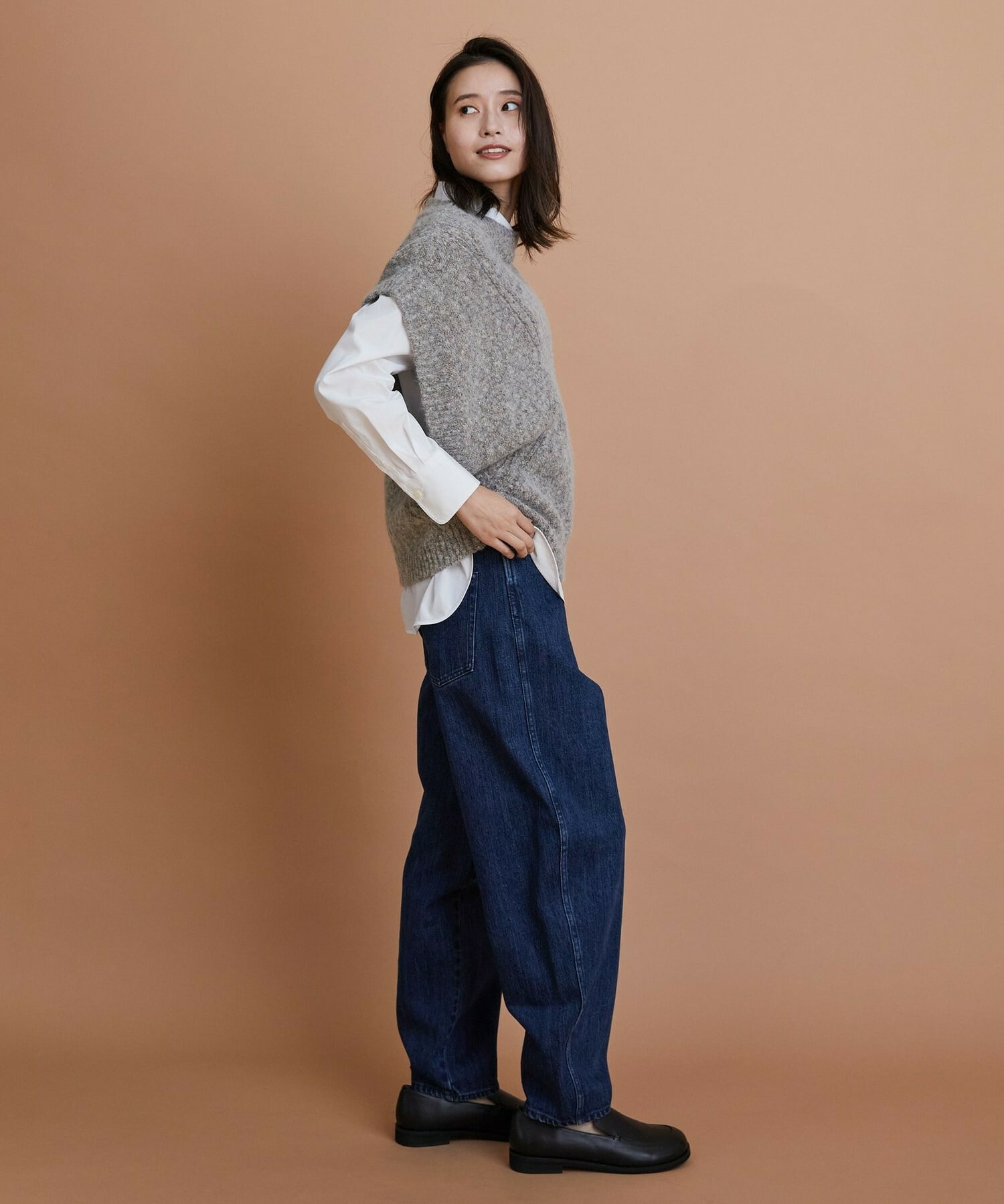 【GREEN】オーガニックコットンウールアルパカMIXニットベスト 詳細画像 ライトグレー 6