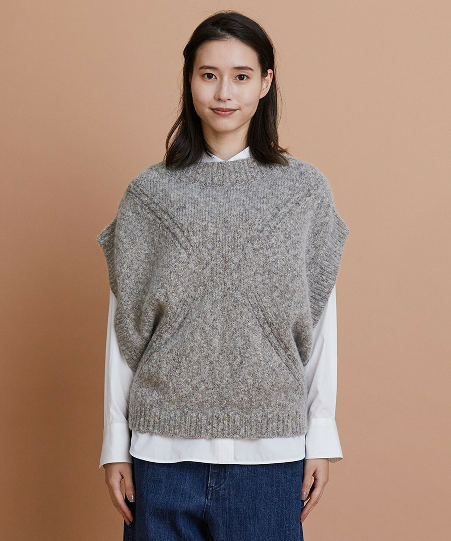 【GREEN】オーガニックコットンウールアルパカMIXニットベスト 詳細画像 ライトグレー 7