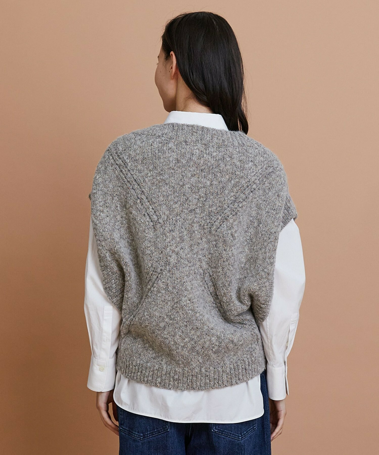 【GREEN】オーガニックコットンウールアルパカMIXニットベスト 詳細画像 ライトグレー 9