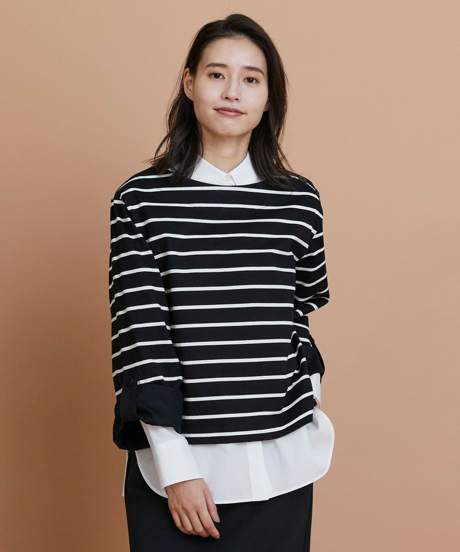 【L'EQUIPE】コットンボーダープルオーバー 詳細画像 ブラック系その他 1