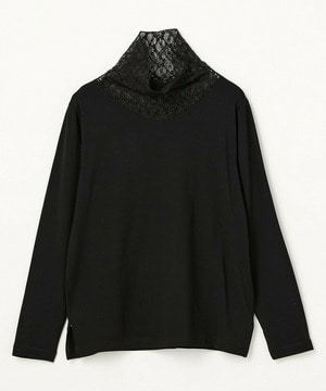 【L'EQUIPE】レースコンビモダールベア天竺カットソー 詳細画像 ブラック 1