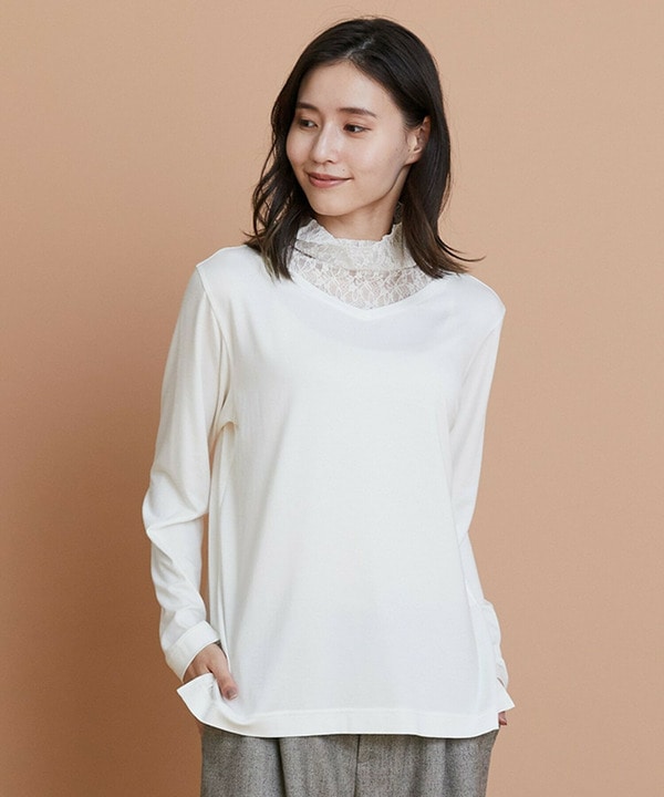 レースコンビモダールベア天竺カットソーレースコンビモダールベア天竺カットソー