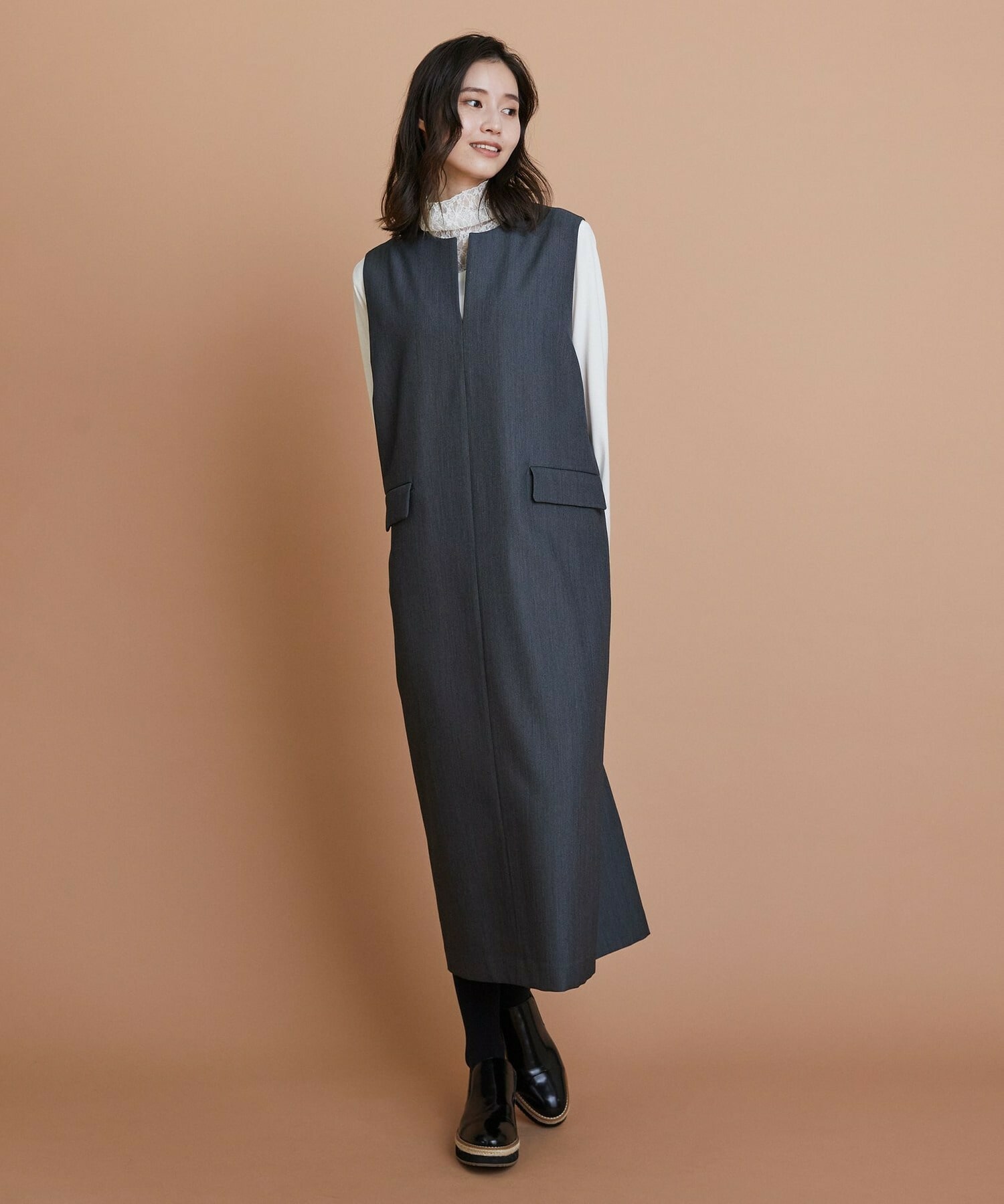 【L'EQUIPE】レースコンビモダールベア天竺カットソー 詳細画像 ブラック 3