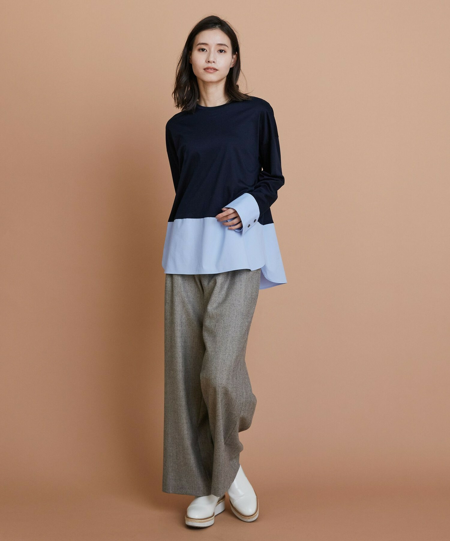 【L'EQUIPE】60/1スムース天竺コンビプルオーバー 詳細画像 ブルー系その他 2