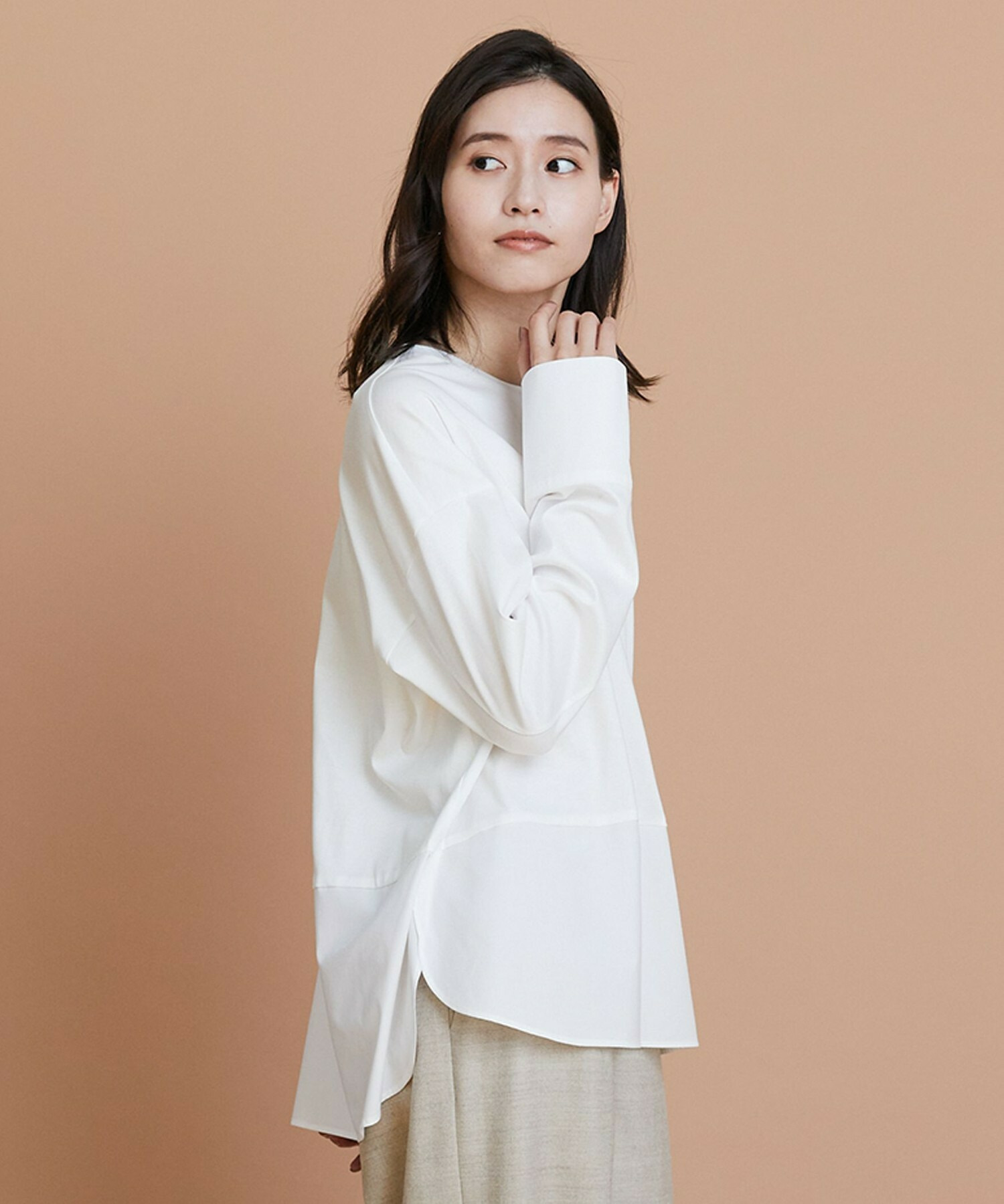 【L'EQUIPE】60/1スムース天竺コンビプルオーバー 詳細画像 ホワイト 1