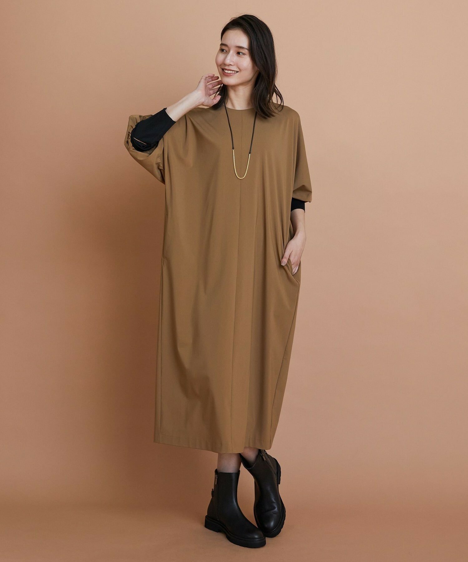 【L'EQUIPE】ハイカウントジャージワンピース 詳細画像 ブラック 4