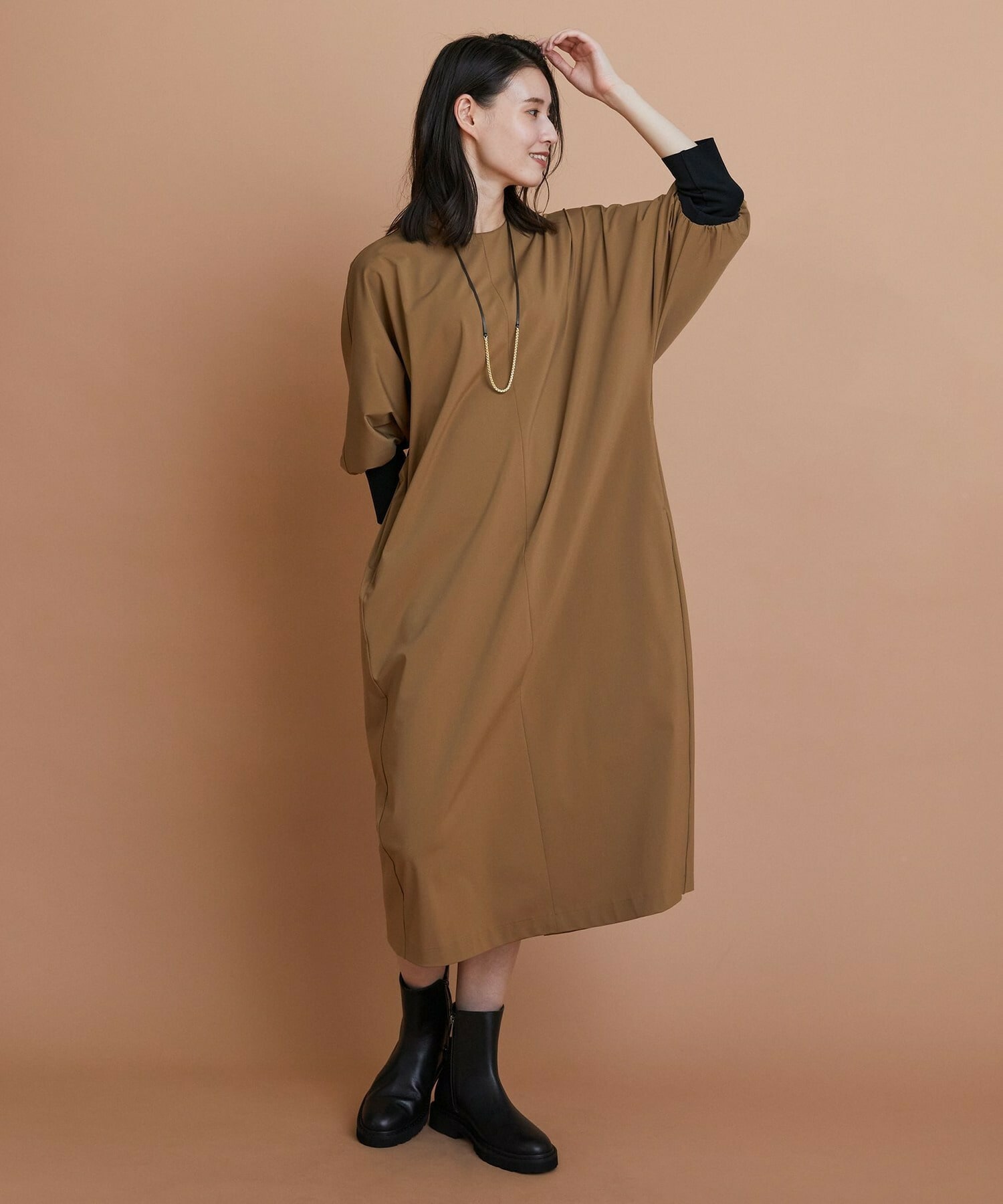 【L'EQUIPE】ハイカウントジャージワンピース 詳細画像 ブラック 6