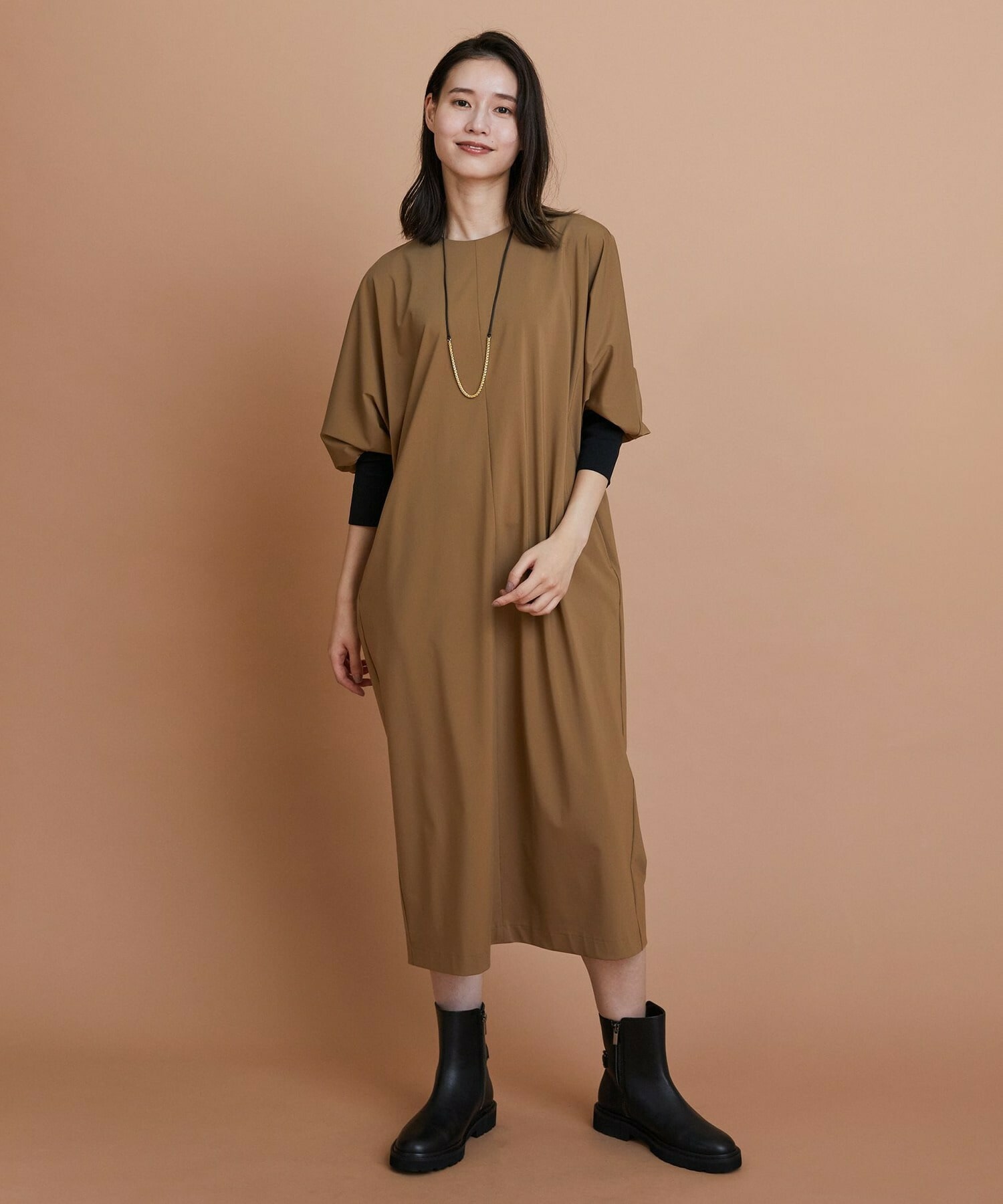 【L'EQUIPE】ハイカウントジャージワンピース 詳細画像 ブラック 7