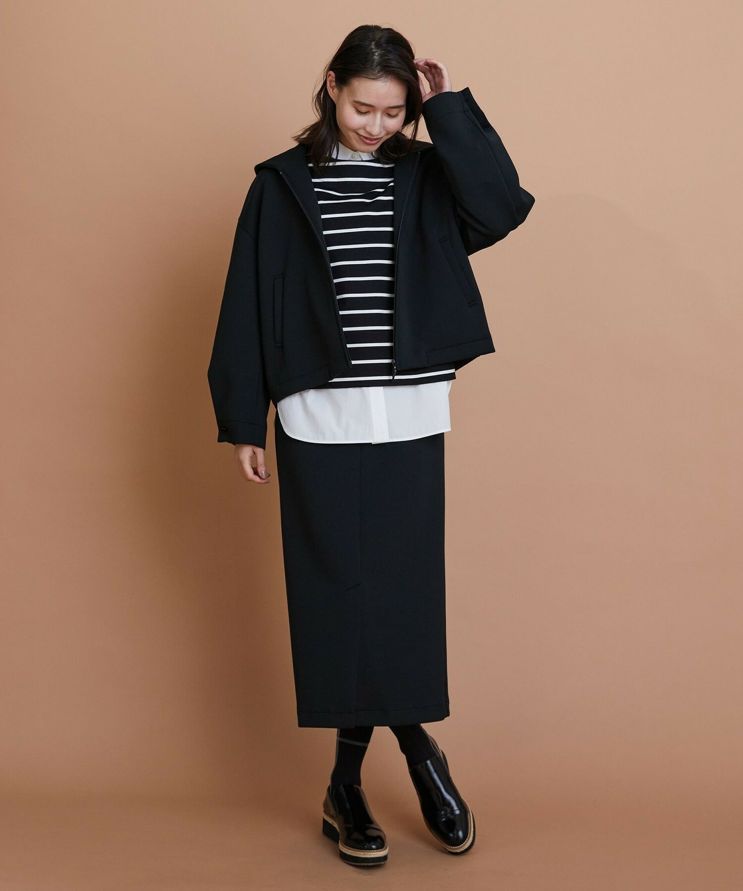 【L'EQUIPE】エアリージャージータイトスカート 詳細画像 ブラック 4